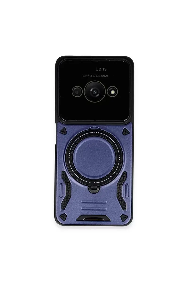 Newface Xiaomi Poco C61 Kılıf Joy Lens Standlı Kapak - Lacivert