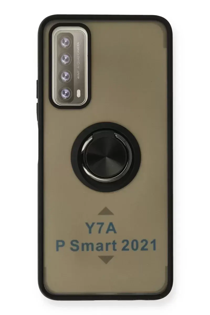 Newface Huawei P Smart 2021 Kılıf Montreal Yüzüklü Silikon Kapak - Siyah