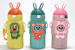 Tavşan Kulaklı Sevimli Ayı Figürlü Çelik Termos Alk4635