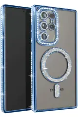 Newface Samsung Galaxy S23 Ultra Joke Simli Magneticsafe Kılıf - Mavi