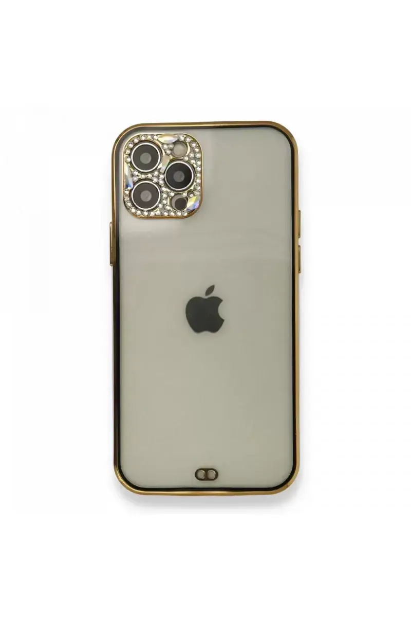 Newface Apple İphone 12 Pro Kılıf Liva Taşlı Silikon - Siyah