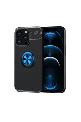 Newface Apple İphone 13 Pro Kılıf Range Yüzüklü Silikon - Siyah-mavi