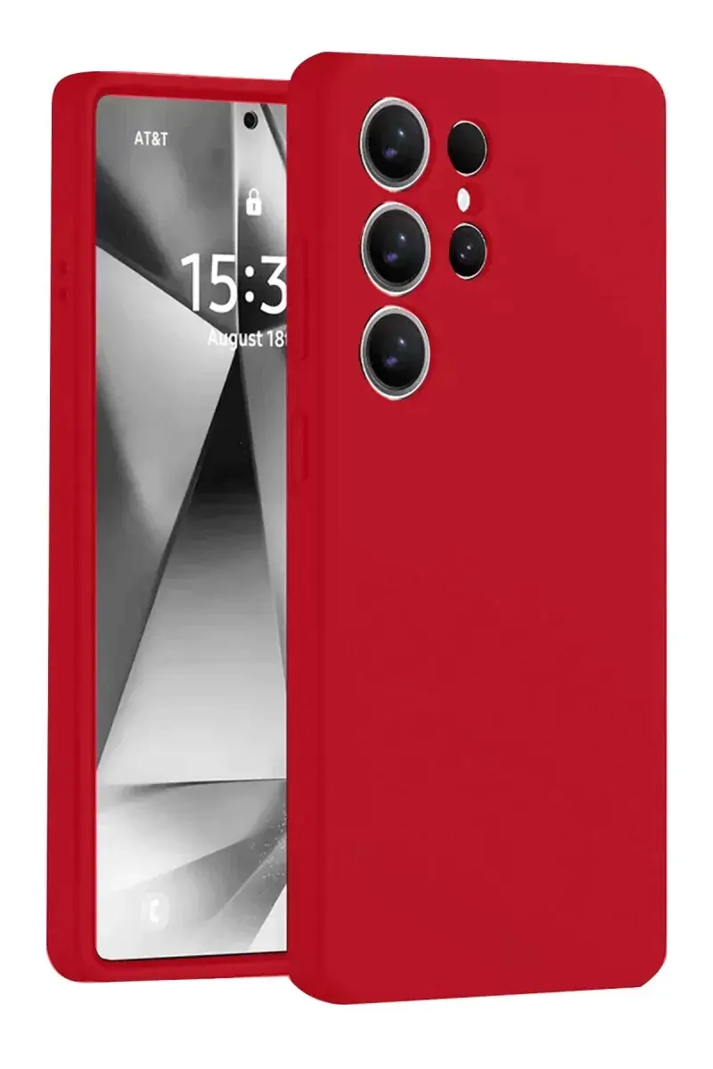 Newface Samsung Galaxy S25 Ultra Kılıf Nano İçi Kadife Silikon - Kırmızı