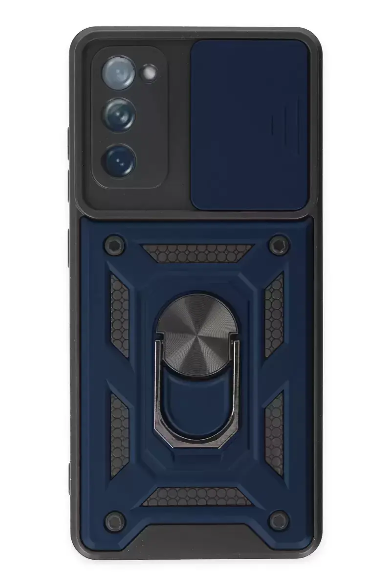 Newface Samsung Galaxy S20 Fe Kılıf Pars Lens Yüzüklü Silikon - Lacivert