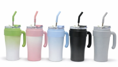 Buz Mavisi Isı Muhafazalı Kulplu Ve Pipetli Çelik Termos Kupa Alk4633