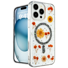 İphone 16 Pro Max Kılıf Daisy Simli Magsafe Kapak - Siyah