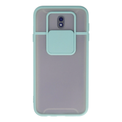 Samsung Galaxy J7 Pro / J730 Kılıf Palm Buzlu Kamera Sürgülü Silikon - Turkuaz