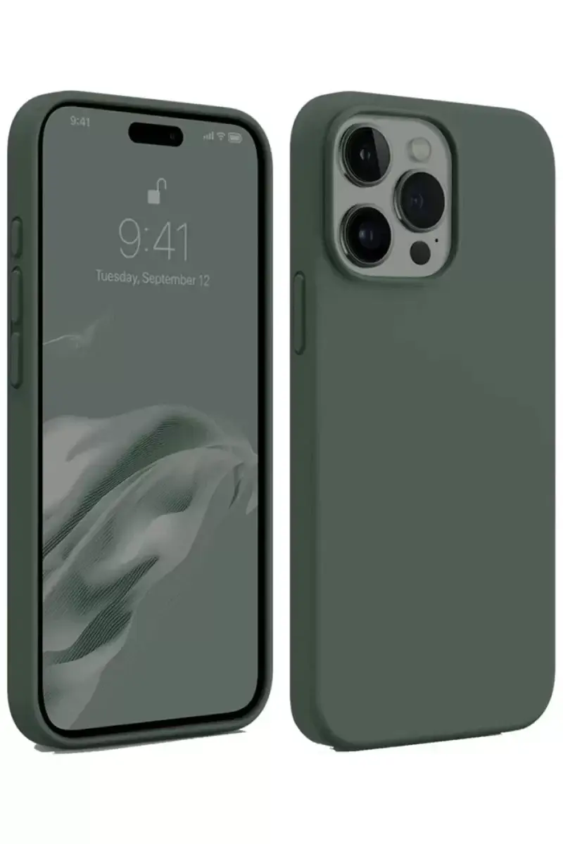 Newface Apple İphone 15 Pro Max Kılıf First Silikon - Koyu Yeşil