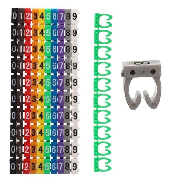 Powermaster 0-9 Dijital Kodlu Renkli Kablo İşaretleyici 2,5mm (100lü Paket)