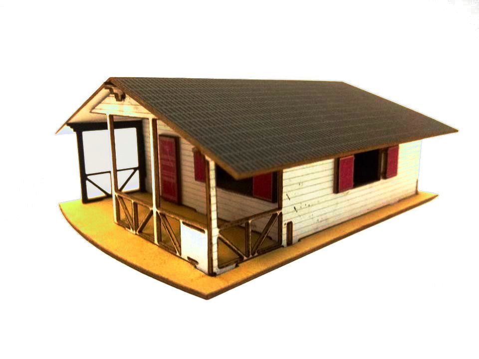 Maket Verandalı Dağ Evi 1:100 - Beyaz