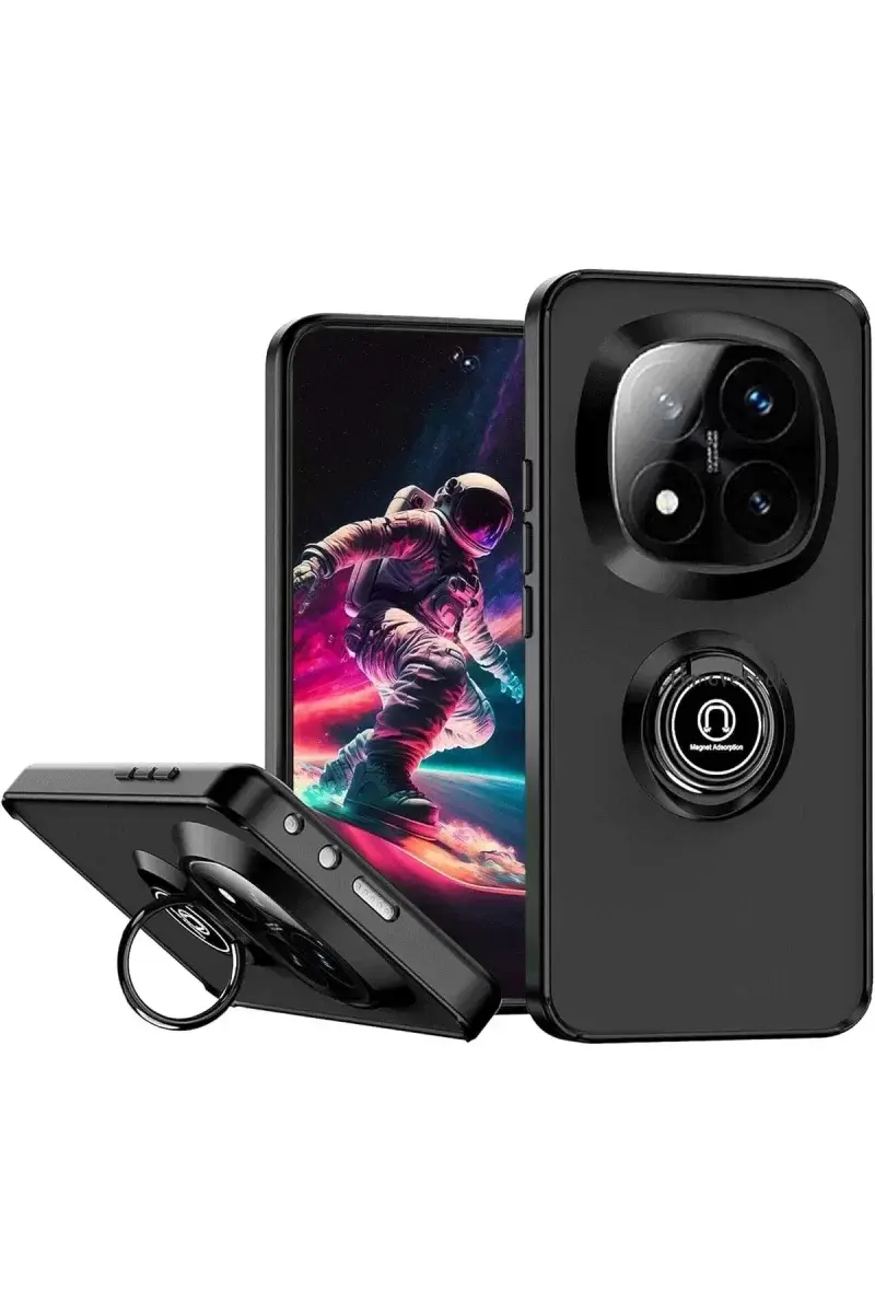 Newface Xiaomi Redmi Note 14 Pro Plus Kılıf Montreal Yüzüklü Silikon Kapak - Siyah