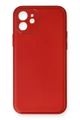Newface İphone 12 Mini Kılıf Coco Deri Silikon Kapak - Kırmızı