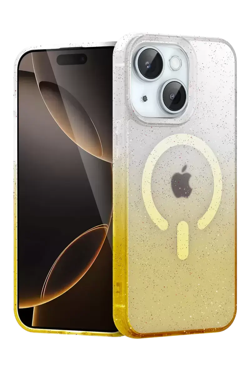 Newface Apple İphone 15 Plus Pummel Shiny Magsafe Kapak - Gold