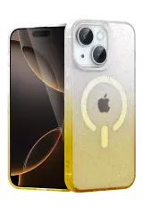 Newface Apple İphone 15 Plus Pummel Shiny Magsafe Kapak - Gold