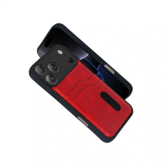 İphone 17 Pro Sara Kartvizitli Deri Kılıf - Kırmızı