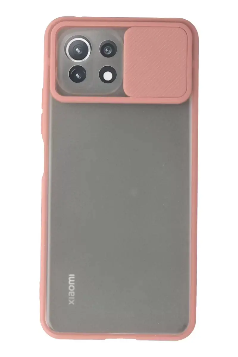 Newface Xiaomi Mi 11 Lite Kılıf Palm Buzlu Kamera Sürgülü Silikon - Pembe