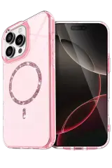 Newface Apple İphone 16 Pro Live Diamond Magsafe Kapak - Pembe