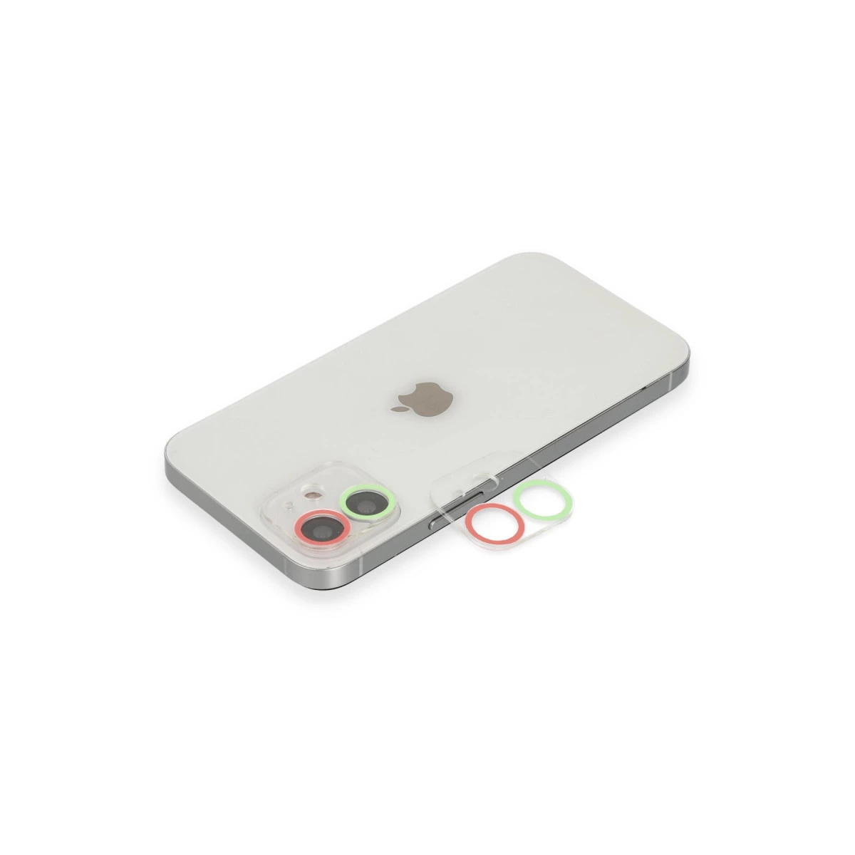 İphone 12 Renkli Kamera Lens Koruma Cam - Yeşil-pembe