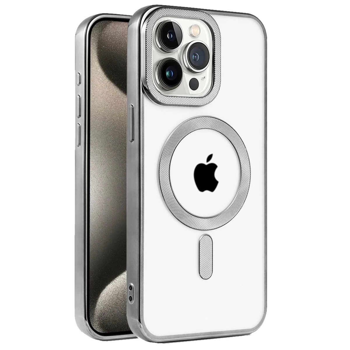 İphone 15 Pro Max Kılıf Kronos Magsafe Kapak - Titanyum Gri