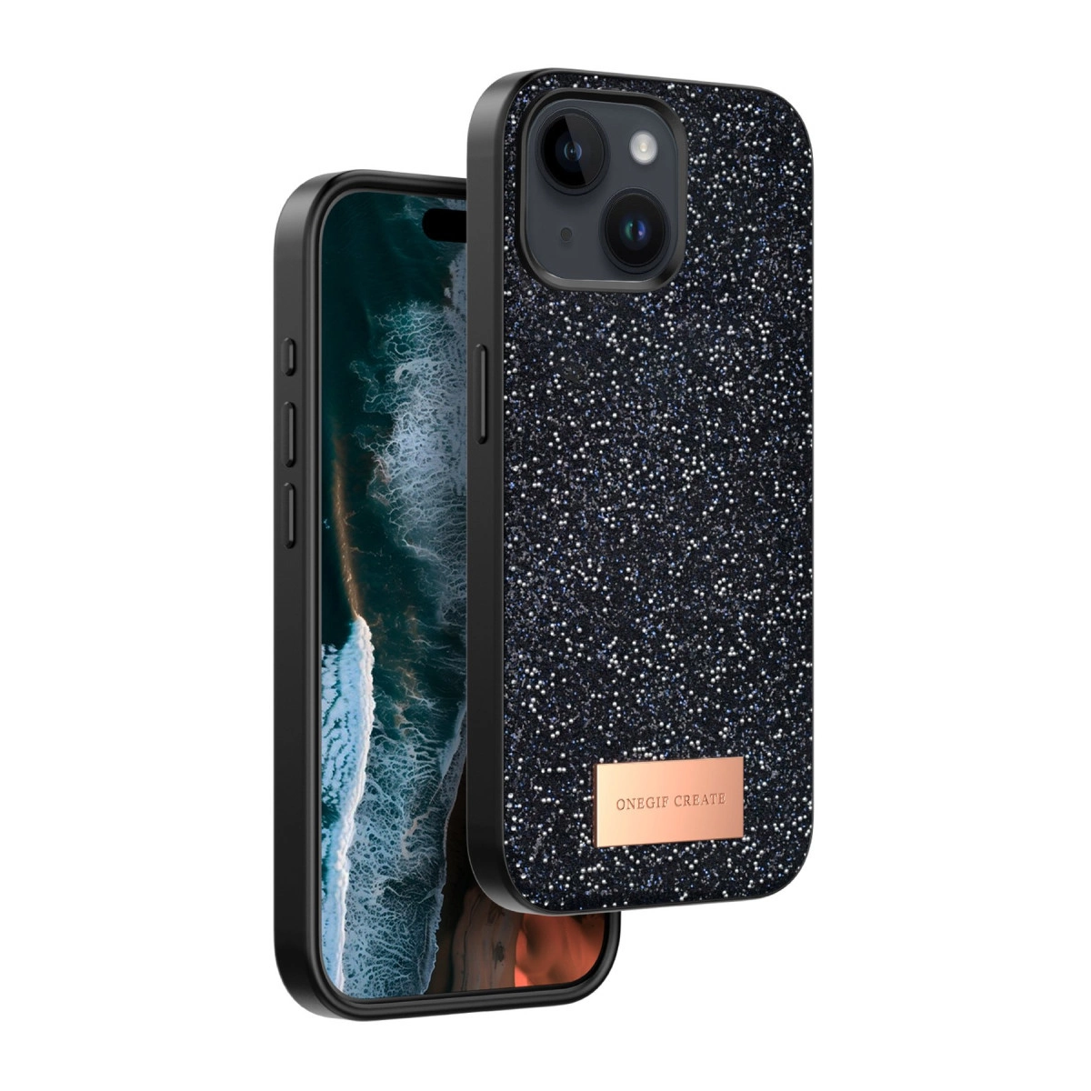 Onegif  İphone 15 Bright Simli Kapak - Siyah