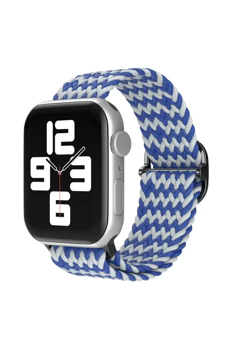 Newface Apple Watch 38mm Star Kordon - Zigzag Beyaz-mavi