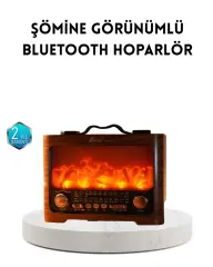 Şömine Efektli Solar Hoparlör Bluetooth 5.3 Radyo Aux Usb Tf Destekli