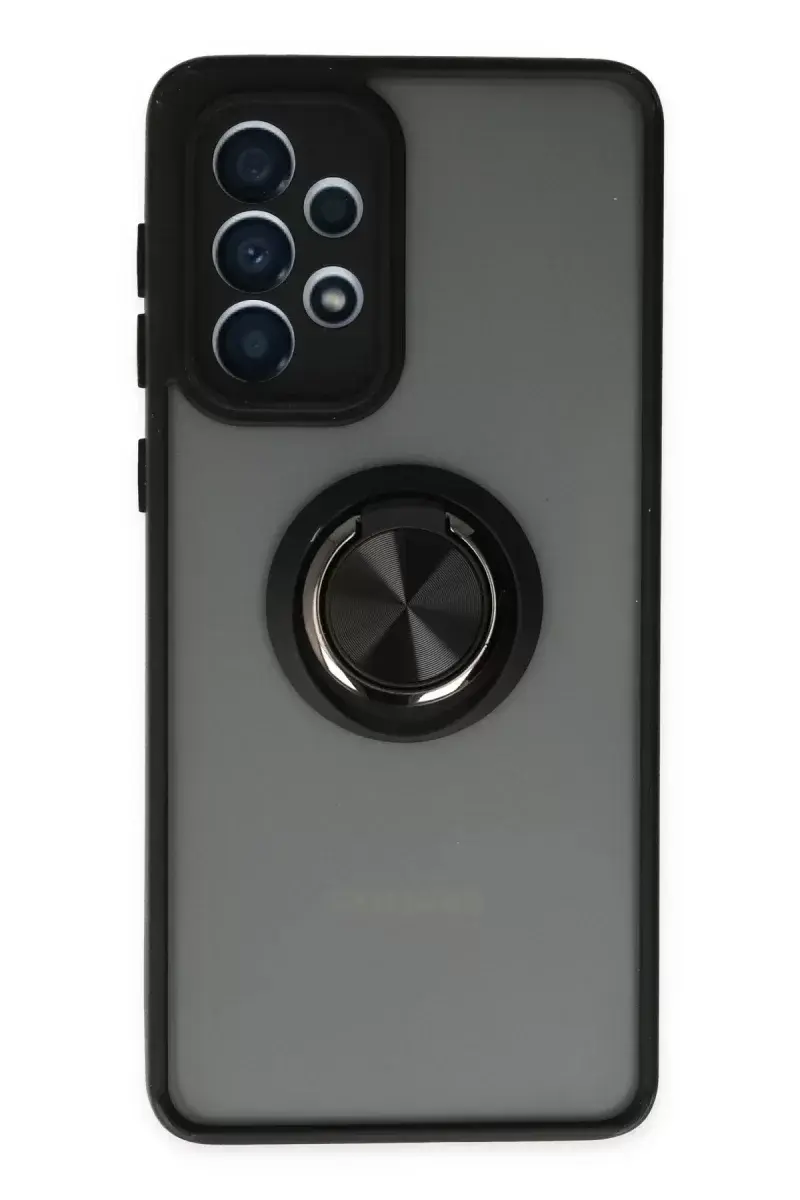 Newface Samsung Galaxy A33 5g Kılıf Montreal Yüzüklü Silikon Kapak - Siyah