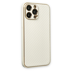 İphone 13 Pro Max Kılıf Coco Karbon Silikon - Beyaz