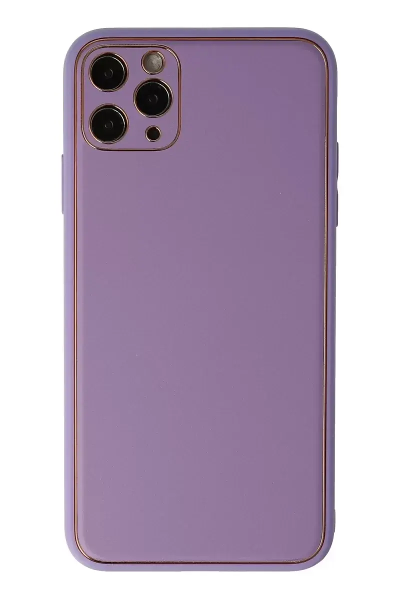 Newface İphone 11 Pro Max Kılıf Coco Deri Silikon Kapak - Lila