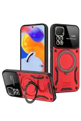 Newface Realme 11 Pro Plus Joy Lens Standlı Kapak - Kırmızı