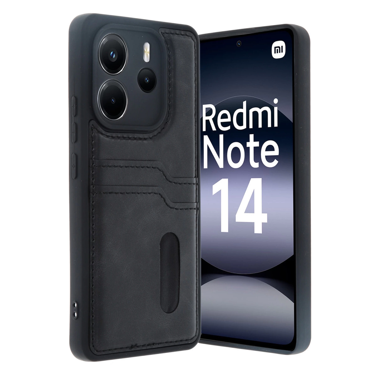 Xiaomi Redmi Note 14 4g Kılıf Sara Kartvizitli Deri Kılıf - Siyah