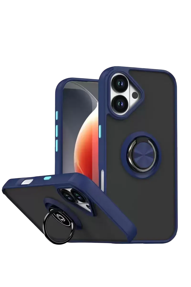 Newface Apple İphone 17 Montreal Yüzüklü Silikon Kapak - Lacivert