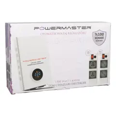 Powermaster Slım-1500 Otomatik 1500va Kombi Voltaj Regülatörü (ingiliz Fişli Ve Evrensel Çoklu Soketli)