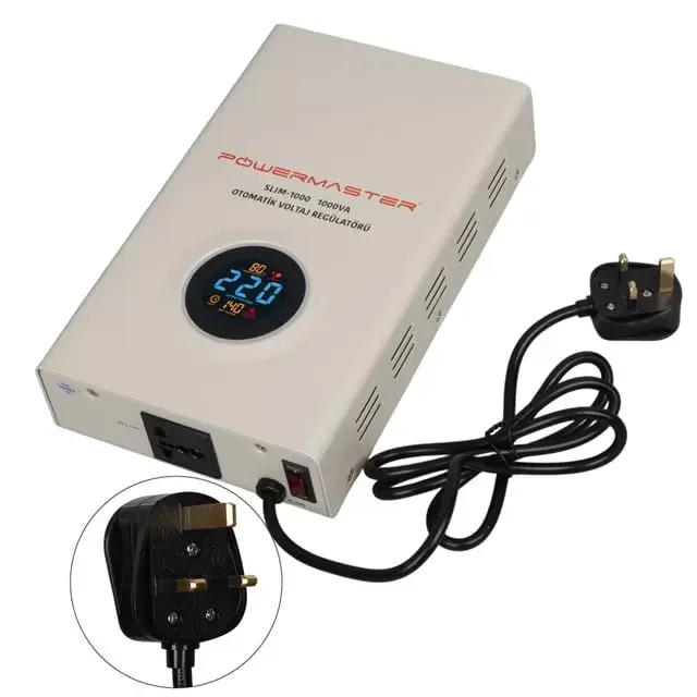 Powermaster Slım-1000 Otomatik 1000va Kombi Voltaj Regülatörü (ingiliz Fişli Ve Evrensel Çoklu Soketli)