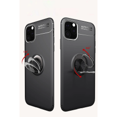İphone 11 Pro Max Kılıf Range Yüzüklü Silikon - Siyah-mavi