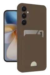 Newface Samsung Galaxy S24 Fe Kılıf Kelvin Kartvizitli Silikon - Kahverengi