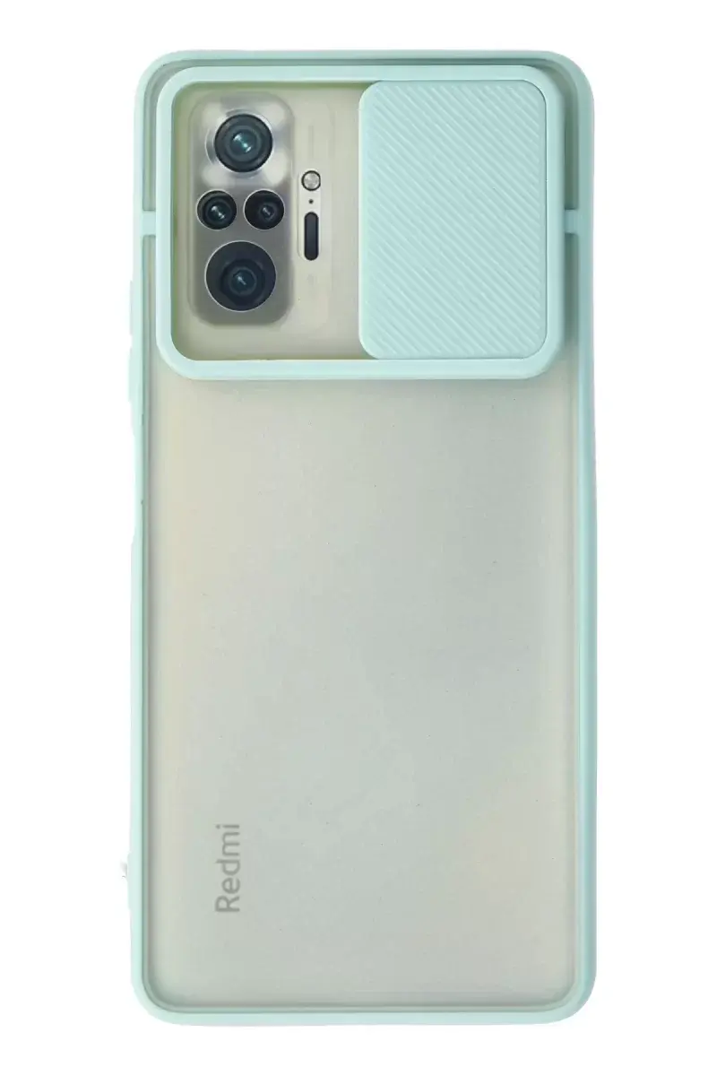 Newface Xiaomi Redmi Note 10 Pro Kılıf Palm Buzlu Kamera Sürgülü Silikon - Turkuaz