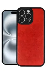Newface Apple İphone 16 Pro Kılıf Aras Deri Kapak - Kırmızı