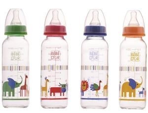Bebedor Desenli Cam Biberon 250 Ml (Orta Akış)