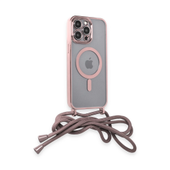 İphone 13 Pro Max Kılıf Divo Lazer Askılı Magsafe Kapak - Pembe