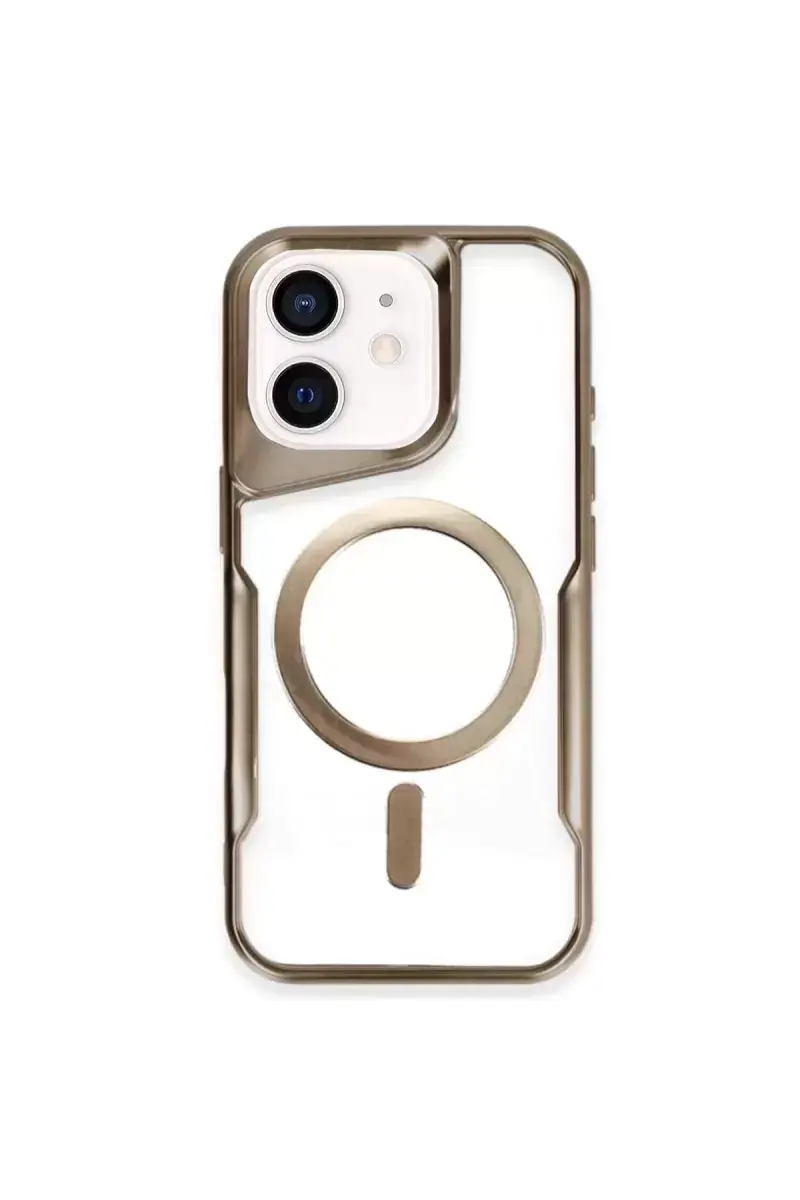 Newface İphone 12 Kılıf Boyi Magsafe Silikon Kapak - Kahverengi