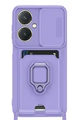 Newface Vivo Y27 Kılıf Zuma Kartvizitli Yüzüklü Silikon - Lila