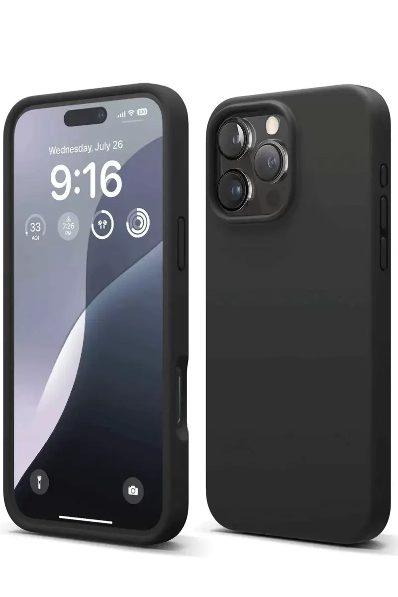 Newface Apple İphone 16 Pro Max Kılıf Nano İçi Kadife Silikon - Siyah