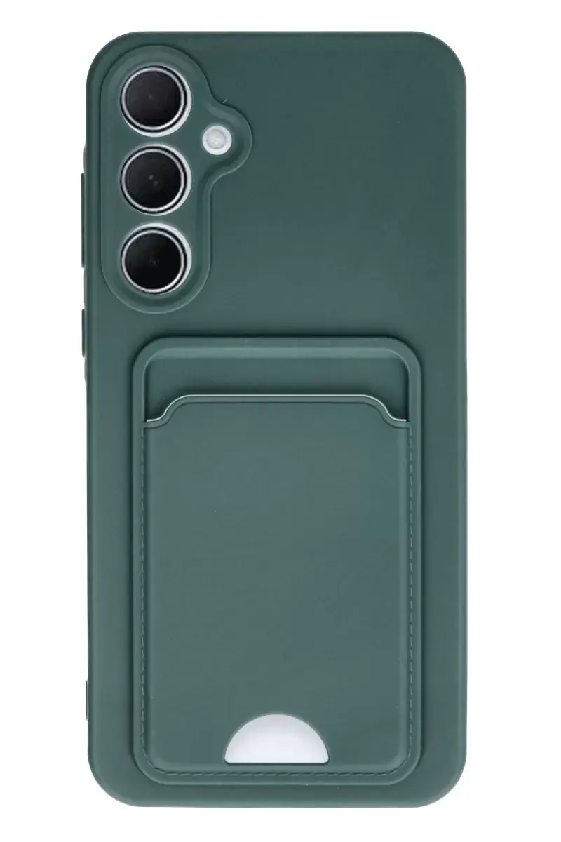 Newface Samsung Galaxy A35 5g Kılıf Kelvin Kartvizitli Silikon - Koyu Yeşil