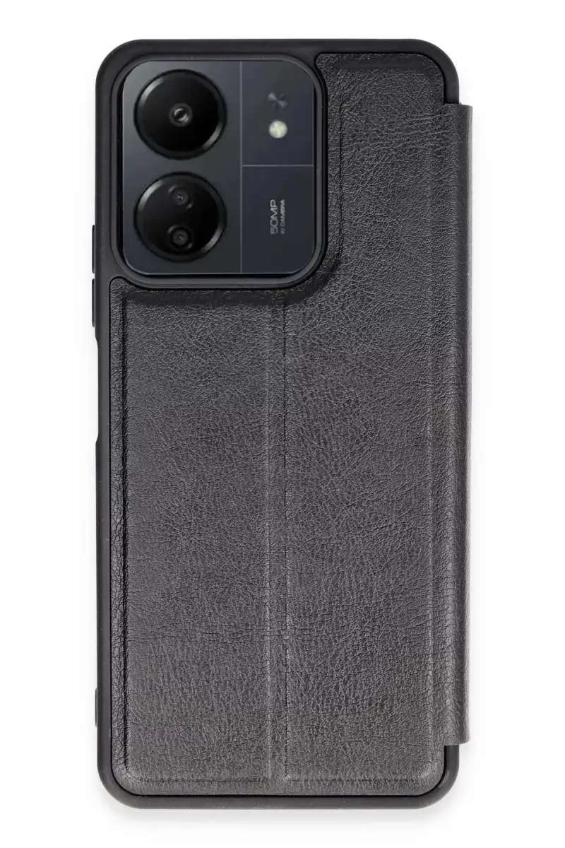 Newface Xiaomi Redmi 13c Kılıf Flip Cover - Siyah