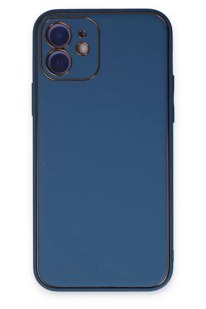 Newface İphone 12 Kılıf Coco Deri Silikon Kapak - Açık Mavi