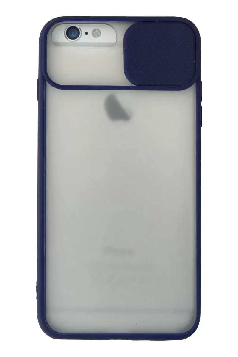 Newface İphone 6 Plus Kılıf Palm Buzlu Kamera Sürgülü Silikon - Lacivert