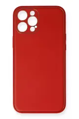 Newface İphone 12 Pro Max Kılıf Coco Deri Silikon Kapak - Kırmızı