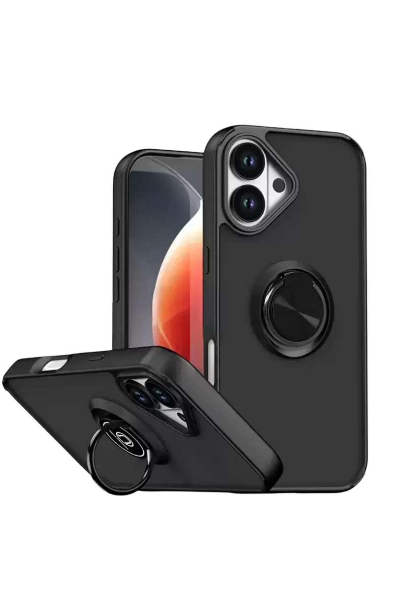Newface Apple İphone 17 Montreal Yüzüklü Silikon Kapak - Siyah