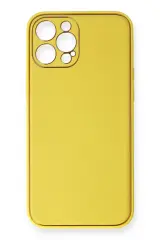 Newface İphone 12 Pro Kılıf Coco Deri Silikon Kapak - Sarı